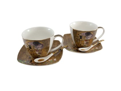 368534 home elements sada dvou salku 250 ml s podsalky a lzickami klimt polibek zlaty