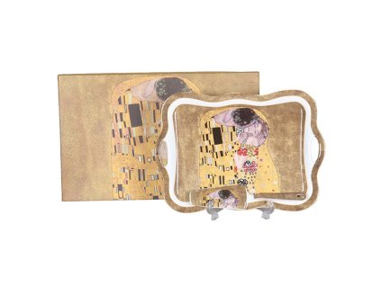 368525 home elements servirovaci podnos s lopatkou na dort 34x24cm klimt polibek zlaty