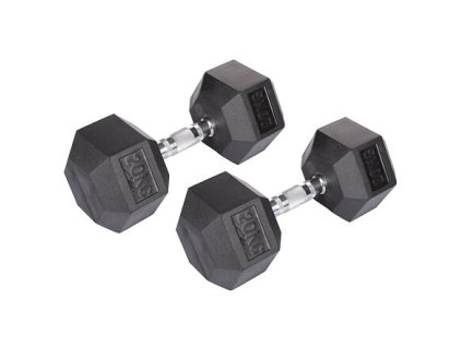 384557 hex rubber dumbbell cinka 1 par hmotnost 20 kg