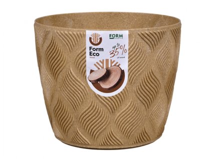 385127 obal na kvetnik flow petit eco wood plastovy d19x16cm