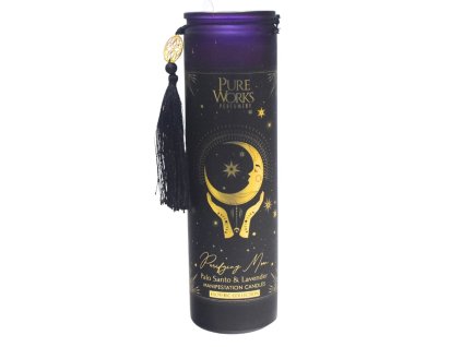371432 organicka svice 300 g v barevne vysoke sklenici se strapcem palo santo lavender