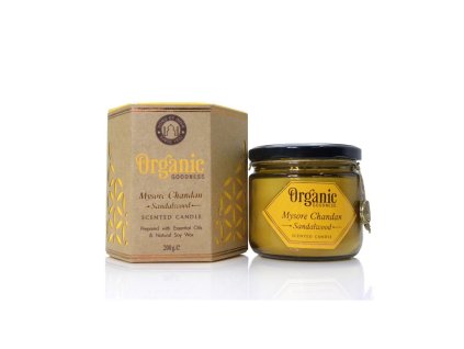 371912 organicka svicka 200g v jantarovem skle mysore chandan sandalwood