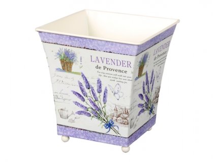 387815 obal na kvetnik lavender de provence plechovy 14x14x15cm