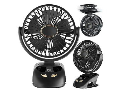 Stolní ventilátor 2v1 s klipem a podstavcem, černý – Q26A2