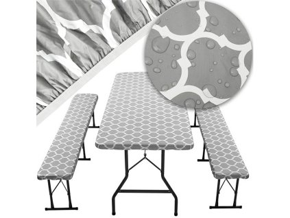 Q54D POTAH NA UBRUS NA ZAHRADNÍ STŮL+2 LAVICE