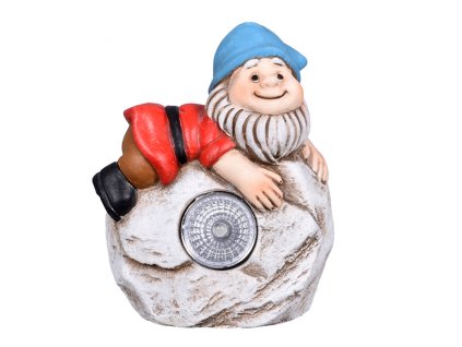 Trpaslík na kameni solární cementový 8x5x9cm