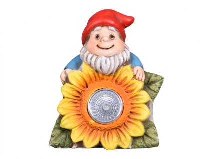 Trpaslík se slunečnicí solární cementový 8x5x9cm