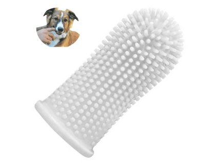 DA392 SILIKONOVÝ ZUBNÍ KARTÁČEK PRO PSY A KOČKY, PRŮHLEDNÝ