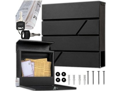 POŠTOVNÍ SCHRÁNKA M44 NA DOPISY, NOVINY, ANTRACITOVÝ PÁSEK