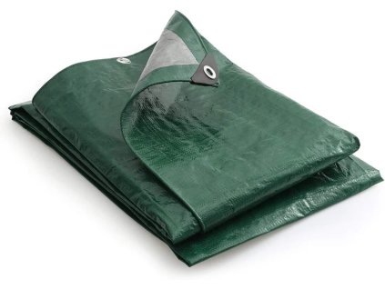 HUKA Plachta zakrývací s oky EXTRA PROFI, zeleno - stříbrná (Rozměr 10x15)
