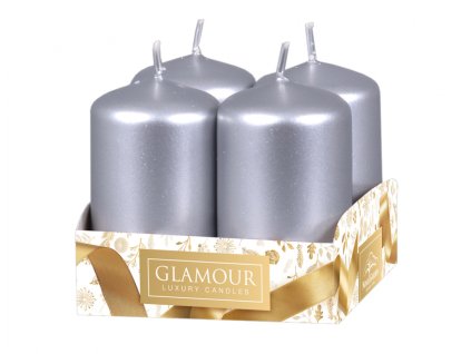 Svíčka adventní metalická lesklá d4x7cm 4ks