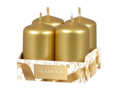 Svíčka adventní metalická lesklá d4x7cm 4ks