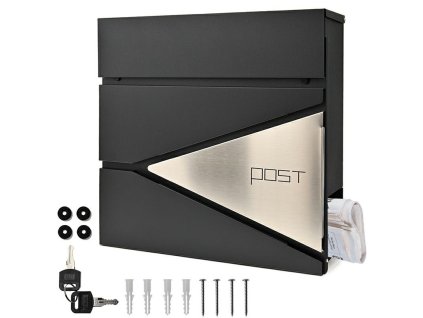 POŠTOVNÍ SCHRÁNKA M44C NA DOPISY, NOVINY, ANTRACITOVÁ OCEL