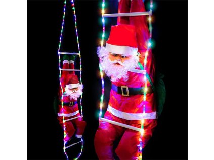 LL2 SANTA CLAUS NA ŽEBŘÍKU LED XXL DEKORACE S HADEM