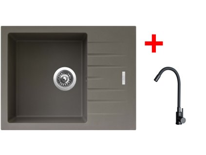 Sinks PERFECTO 650 Truffle + ELASTA černá matná