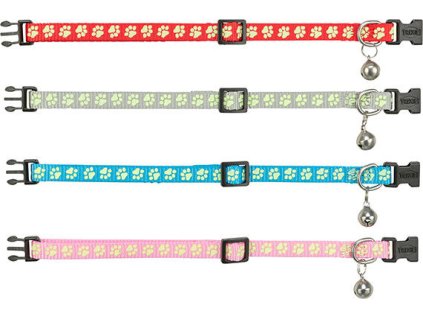 Obojek pro kočky, fluorescenční, s rolničkou, různé barvy