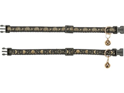 Obojek pro kočky, zlaté zdobení, s rolničkou, černá
