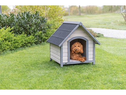 Natura bouda pro psa se sedlovou střechou, M: 77 x 82 x 88 cm, šedá