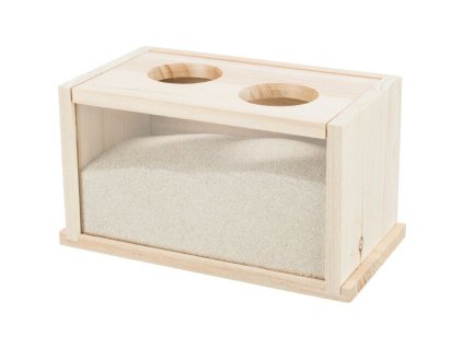 Písková lázeň s průsvitným panelem, pískomil/křeček, 28x15x15 cm, dřevo