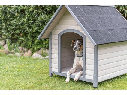 Natura bouda pro psa se sedlovou střechou, L: 96 x 105 x 112 cm, šedá
