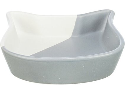 Miska tvar kočičí hlavy, 0,2 l/ ⌀ 13 cm, šedá/bílá
