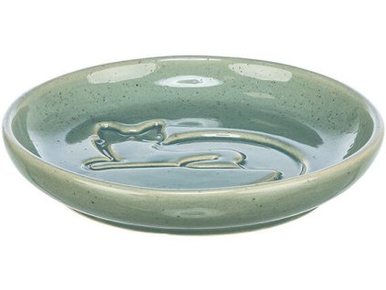 Miska keramická, vytlačená kočka, 0,15 l/ ⌀ 14,5 cm, zelená