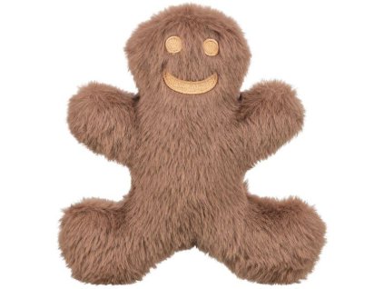 Vánoční postavička perníček, se zvukem, 16 cm, plyš, hnědá