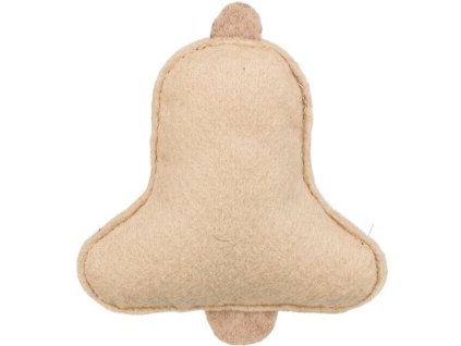 Vánoční zvoneček s catnipem, 9.5 cm, filc, béžová