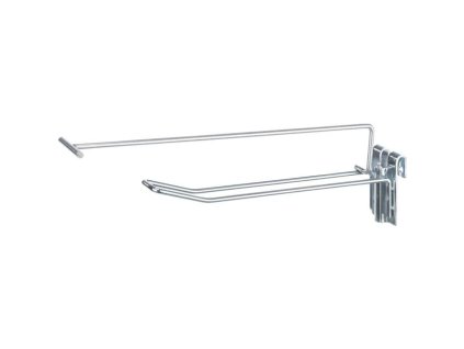 Háček Euroslot pro mřížkové panely, 20 cm, stříbrný