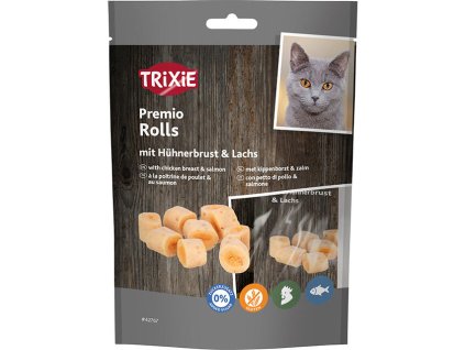 PREMIO Rolls, válečky s kuřecím a lososem,  obsah masa 72 %, 50 g