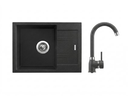 Set Sinks RAPID 580 Granblack + dřezová baterie Sinks Polo GR