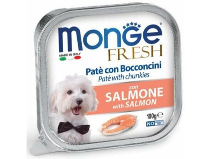 243579 monge fresh pastika a kousky s lososem 100 g pro psy