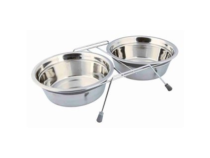 242460 nerez stojanek 2 misky se silikonovym krouzkem 1500ml 21cm