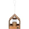 NATURA venkovní krmítko závěsné, domek se silem, 20 × 24 × 20 cm, glazovaná borovice, hnědá
