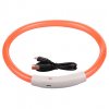 209619 4 shiny svitici obojek pro psy oranzova delka 35 cm