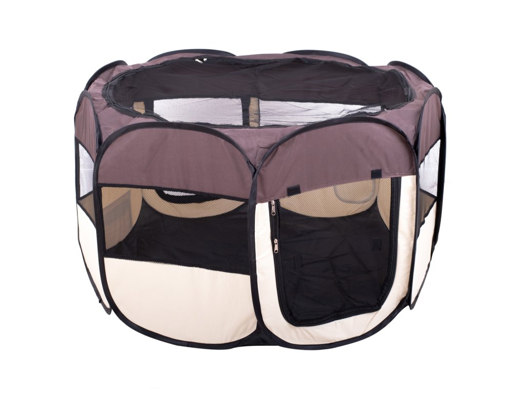 174984 pet octagonal ohradka pro psy 104 x 65 cm hneda