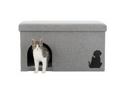 247869 domek boudicka kimmy tkana latka odnimatelne viko 72x40x40cm seda