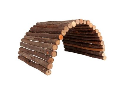 240201 dreveny most z kulatych drivek pro kraliky 65 x 40 cm