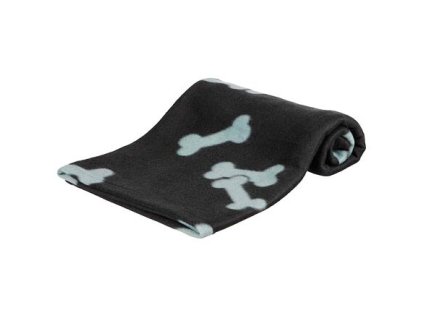 249567 flisova deka beany 100x70cm cerna s bezovymi tlapkami