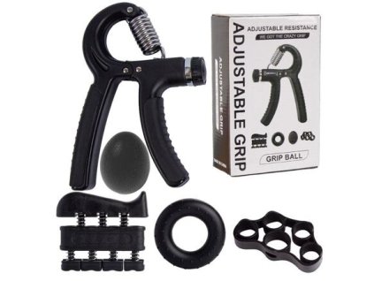 331393 grip 5 sada na posilovani rukou cerna baleni 1 sada