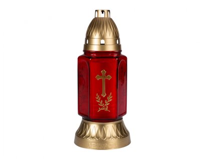 214809 lampa hrbitovni kriz ratolest sklenena 200g d11x25cm