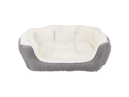 245766 ovalny pelech davin s plysem 60 x 45 cm sedo kremovy