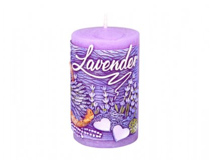 259374 1 svicka levandule valec zdobena vyrezavana vonna d6x10cm