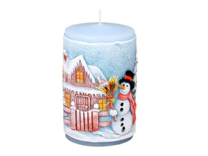 165171 svicka snehulak valec zdobena vyrezavana vonna d6x10cm