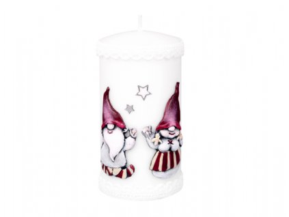 93621 svicka trpaslici s krajkou valec vanocni d7x14cm