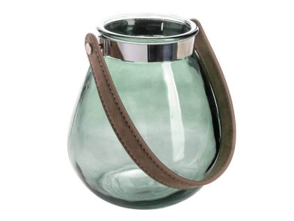 334678 vaza belly sklenena s kozenym uchem 16x15x15cm
