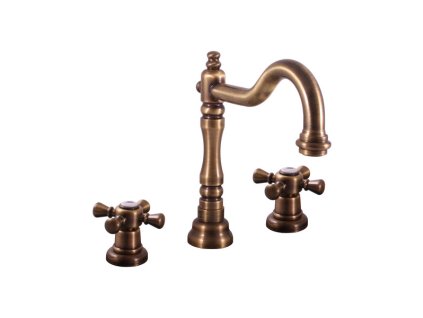 Vodovodní baterie umyvadlová s výpustí click-clack MORAVA STARÁ MOSAZ MK332SM (Barva stará mosaz, Rozměr 3/8'')