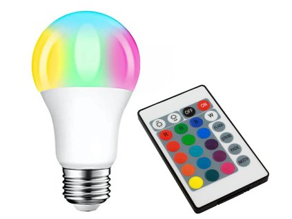 202917 zd7c led zarovka rgb w dalkove e27 9w