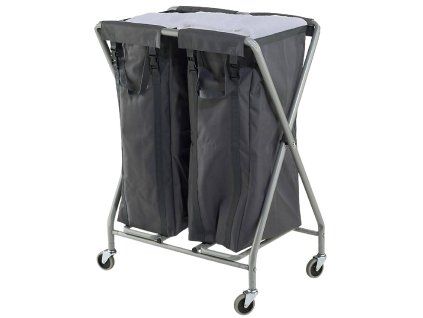 Vozík na bielizeň chrom, 2 x 100L PVC vrece