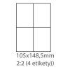 Etikety univerzálne biele 105x148,5mm samolepiace 4ks/A4 - 100 hárkov